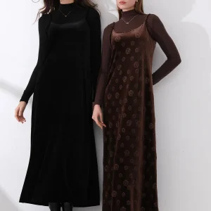 AS 2024 Fall- winter velvet woman clothes adjustable strap dress + basic tops + cardigan + sleeveless dress (ship out in 1 day)